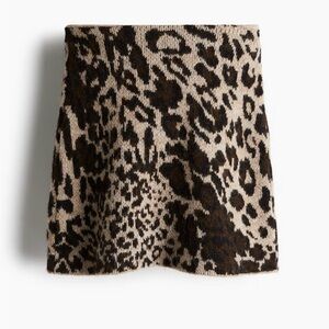 H&M Leopard Print Jacquard Knit Mini Skirt Lrg NWT